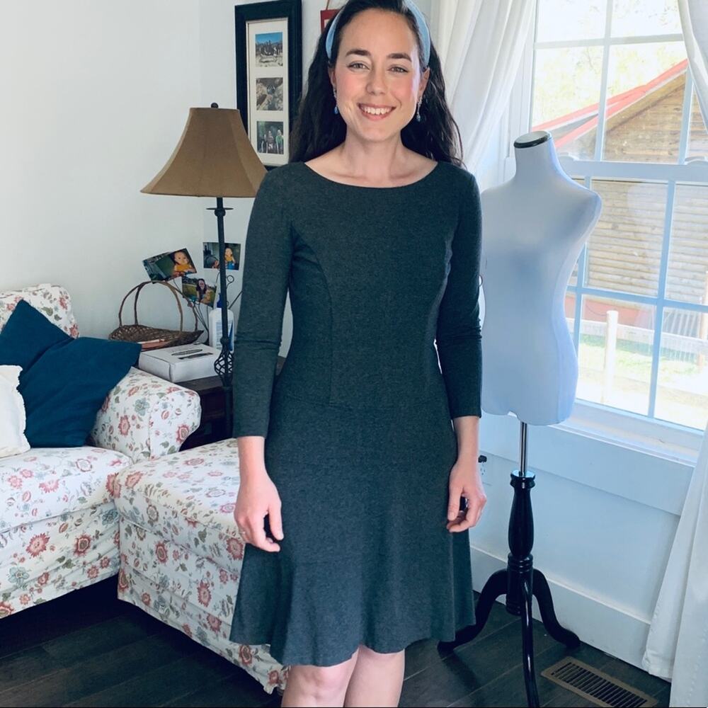 Anne Klein Charcoal Fit & Flare Dress, Size 4P